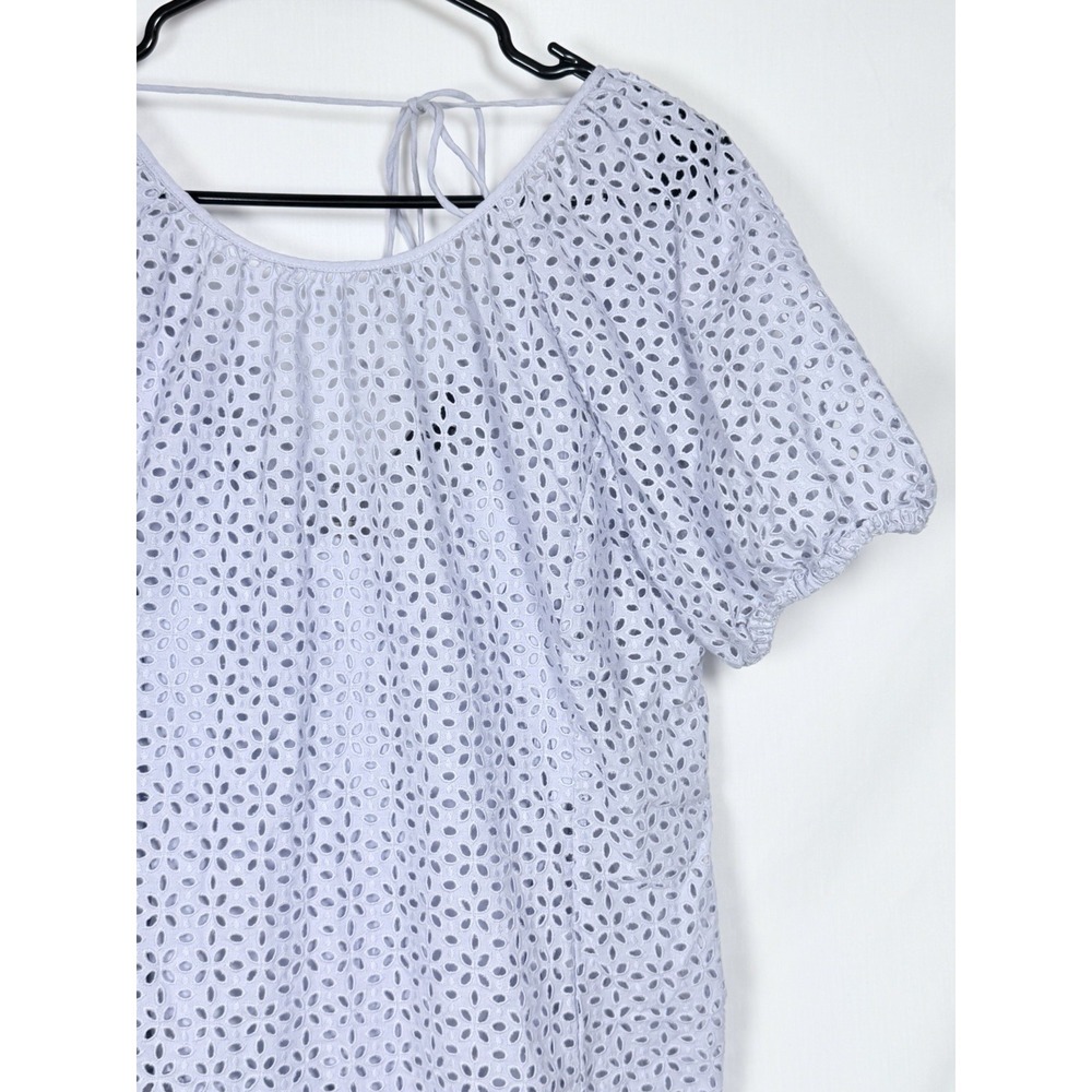 J.Crew NWT V-Back Puff Sleeve Eyelet Top Lavender Cottagecore Romantic Size 8 - Picture 3 of 13